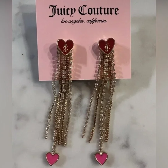Juicy Couture Red and Pink Heart Earrings - Picture 1 of 4
